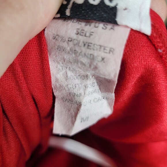 Vintage 90s Bodycon Mini Dress Medium Sexy Sheath Club Evening Red Ruched Ruffle - Picture 7 of 7